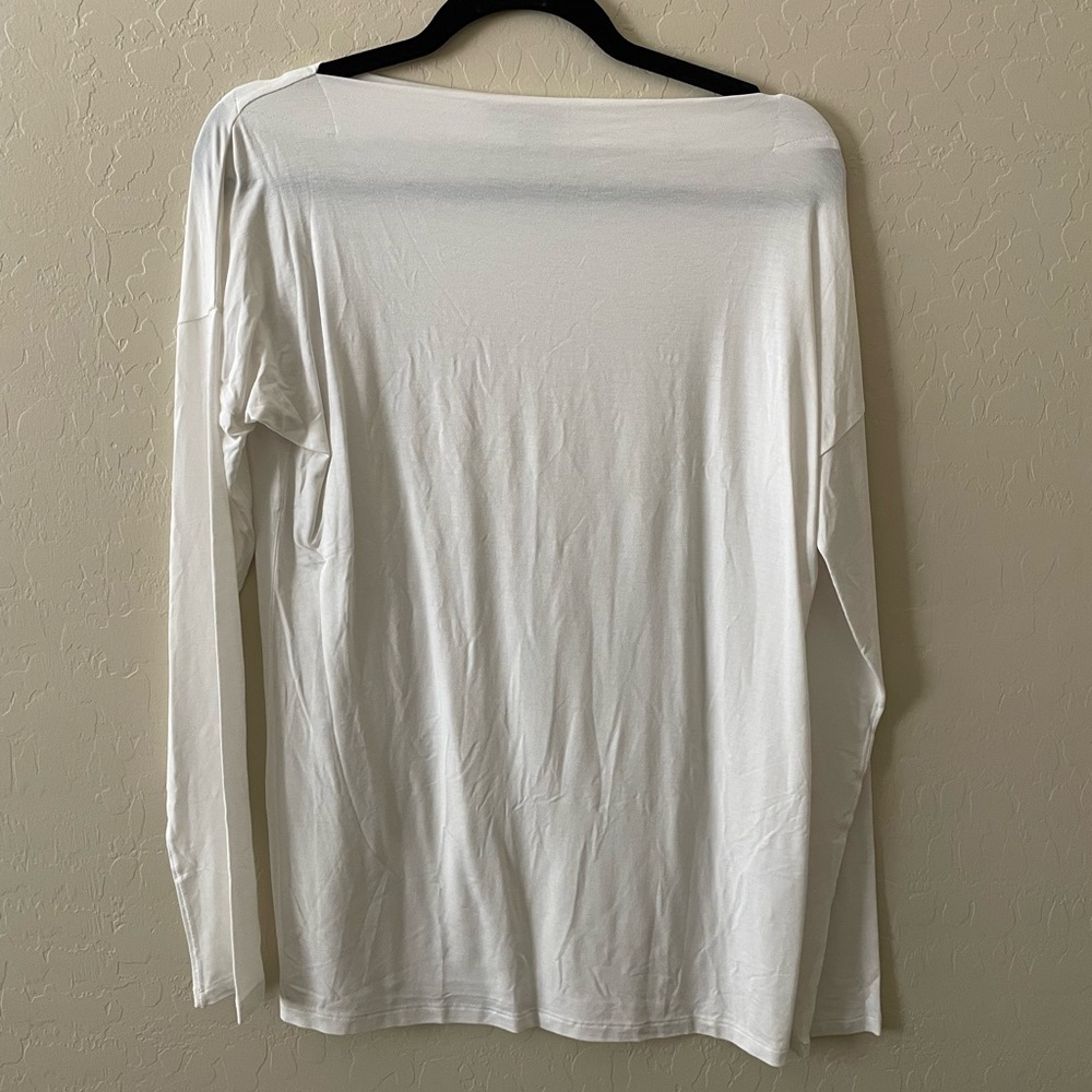 New Vince modal long sleeve boat neck top off white size M